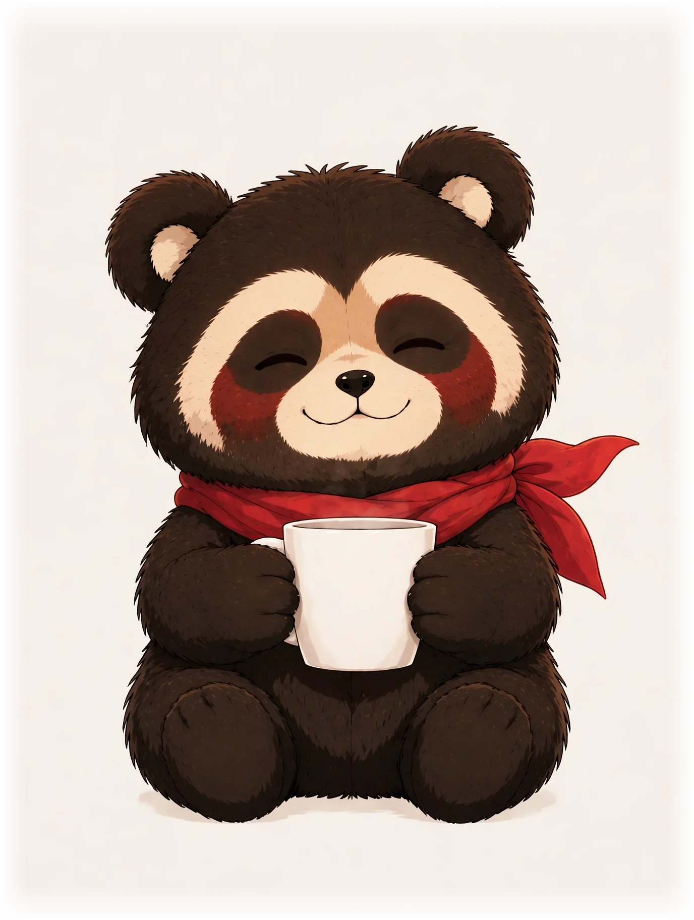 NON COFFEEのカップを持つメガネグマのイラスト