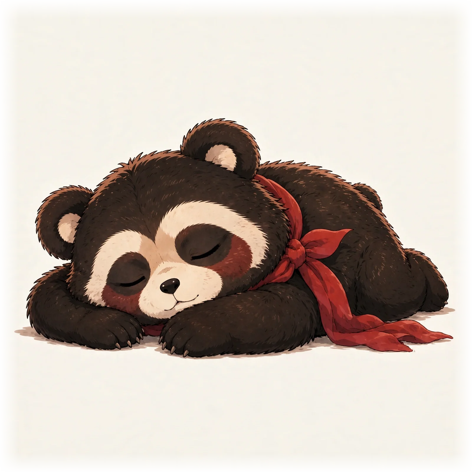 眠るメガネグマのイラスト